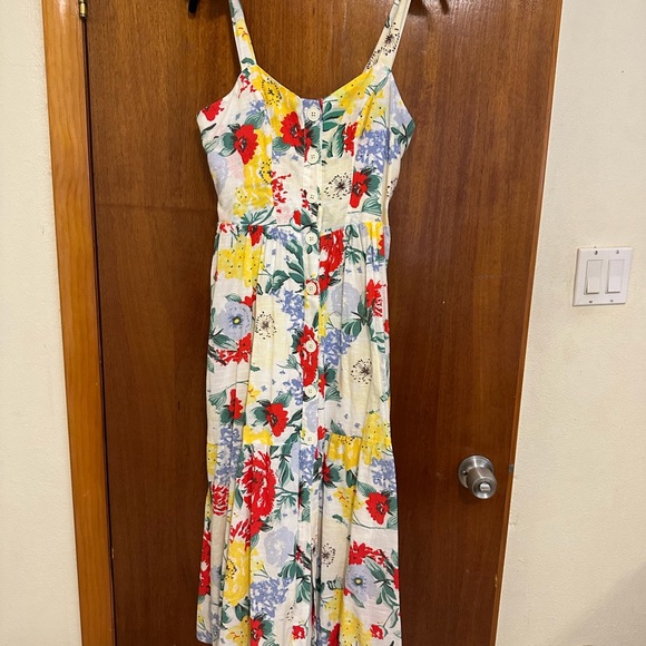 Urban Outfitters NWT Positano Linen Tie-Shoulder Midi Dress - Picture 6 of 7